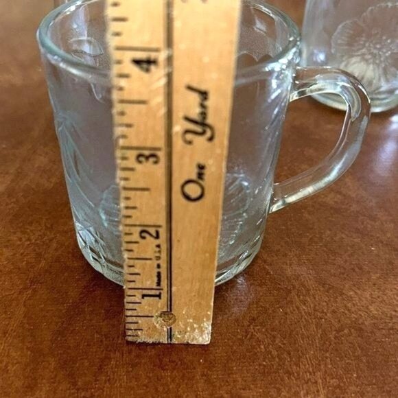 Vintage Floral Kig Malaysa Frosted Glass Coffee Mugs Set Of 3 - Picture 5 of 6